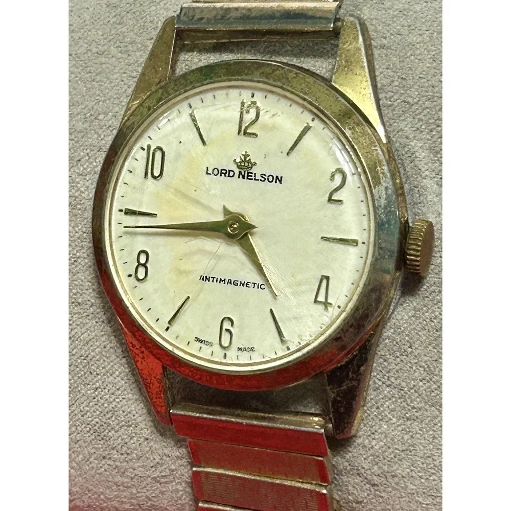 Vintage 1950's Lord Nelson Men's Mechanical Watch Swiss Made 1 Jewel Diamond Tol